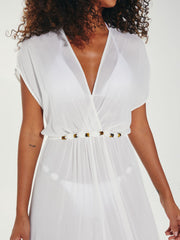 Yara Detail Long Cover Up in Off White, view 3, click to see full size