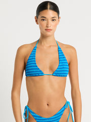 Bond-eye Lurex Sofie Triangle In Turquoise Stripe, view 1, click to see full size