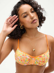 Frankies Bikinis Dean Underwire Top in Marigold Gingham, view 1, click to see full size