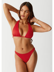 Frankies Bikinis Dove Bottom in True Red, view 3, click to see full size