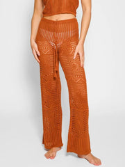 Santorini Crochet Pants In Bronze, view 1, click to see full size