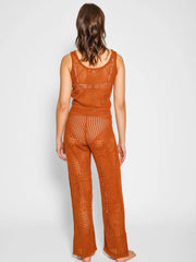 Santorini Crochet Pants In Bronze, view 2, click to see full size