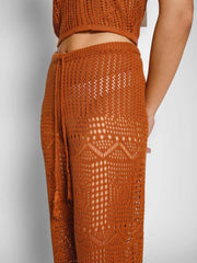 Santorini Crochet Pants In Bronze, view 5, click to see full size