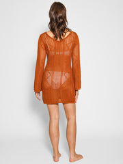 Koy Resort Santorini Crochet Tunic In Bronze, view 3, click to see full size