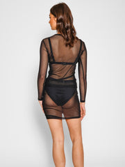 Escape Mesh Skirt In Black, view 2, click to see full size