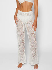 Santorini Crochet Pants In Cream, view 4, click to see full size