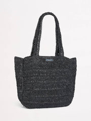 Seafolly Carried Away Shores Woven Tote in Black, view 2, click to see full size