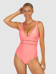 Baku Rococco Longline One Piece in Coral Sea, view 1, click to see full size