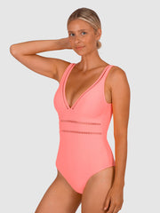 Baku Rococco Longline One Piece in Coral Sea, view 3, click to see full size