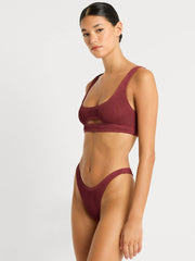 Bond-eye Sasha Crop Top in Carmine Recycled, view 3, click to see full size