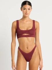 Bond-eye Sasha Crop Top in Carmine Recycled, view 4, click to see full size