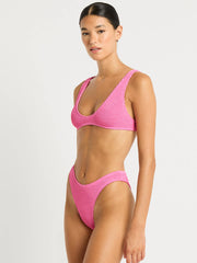 Christy Brief High Cut in Candy Pink Recycled, view 3, click to see full size