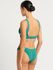 Bond-eye Nino Crop in Teal Lurex, view 2, click to see full size