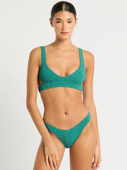 Bond-eye Nino Crop in Teal Lurex, view 4, click to see full size