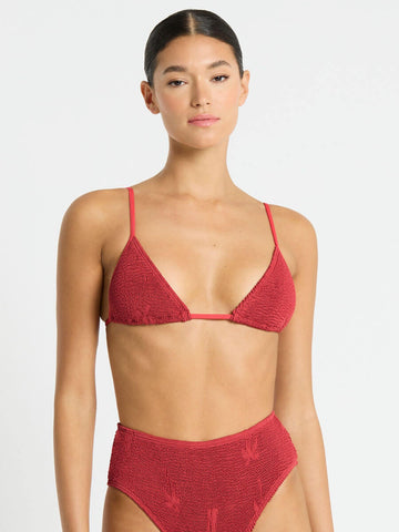 Sarah D, DD, E & F Cup Fixed Triangle Bikini Top - Terracotta – SKYE