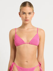 Bond-eye Luana Triangle in Wildberry Lurex, view 1, click to see full size