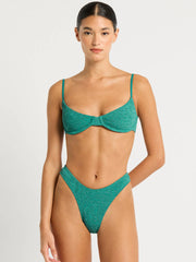 Bond-eye Christy Brief in Teal Lurex, view 4, click to see full size