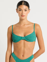 Bond-eye Gracie Balconette in Teal Lurex, view 1, click to see full size