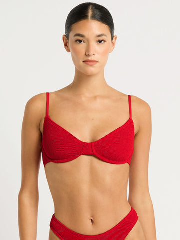 Bond-eye Gracie Balconette Top in Baywatch Red