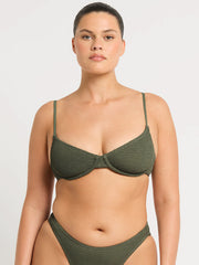 Gracie Balconette Top In Khaki, view 1, click to see full size