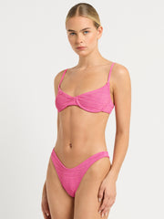 Bond-eye Gracie Balconette Top in Wildberry Lurex, view 3, click to see full size