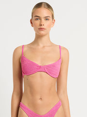 Bond-eye Gracie Balconette Top in Wildberry Lurex, view 1, click to see full size