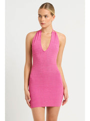 Bond-eye Bisou Mini Dress in Wildberry Lurex, view 4, click to see full size