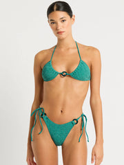 Bond-eye Ring Ingrid Triangle in Teal Lurex, view 5, click to see full size