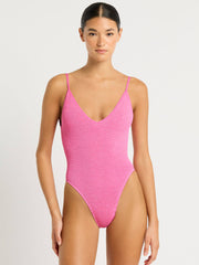 Bond-eye Elena One Piece in Candy Pink Recycled, view 1, click to see full size