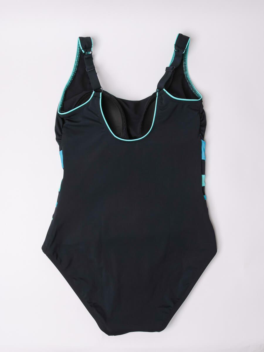 JunoActive AquaSport Crossback Swim Dress Pacific Blue Black