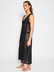 Koy Resort Amalfi Crochet Dress in Black, view 3, click to see full size