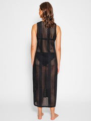 Koy Resort Amalfi Crochet Dress in Black, view 2, click to see full size