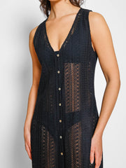 Koy Resort Amalfi Crochet Dress in Black, view 4, click to see full size