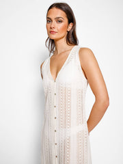 Koy Resort Amalfi Crochet Dress In Sand, view 4, click to see full size