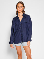 Koy Resort Capri Beach To Street Shirt In Navy, view 1, click to see full size