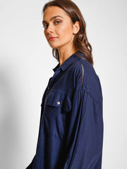 Koy Resort Capri Beach To Street Shirt In Navy, view 4, click to see full size