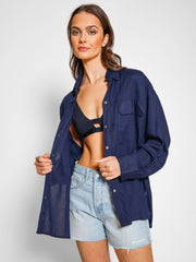 Koy Resort Capri Beach To Street Shirt In Navy, view 3, click to see full size