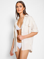 Koy Resort Capri Beach To Street Shirt in Raw, view 4, click to see full size