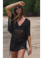 Koy Resort Escape Mesh Tunic In Black, view 5, click to see full size