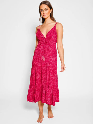 Las Palmas Midi Dress in Sangria