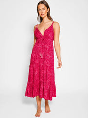 Las Palmas Midi Dress in Sangria, view 1, click to see full size