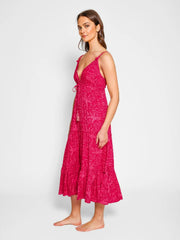 Las Palmas Midi Dress in Sangria, view 2, click to see full size