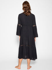 Koy Resort Miami Luxe Front Tie Robe In Black, view 2, click to see full size