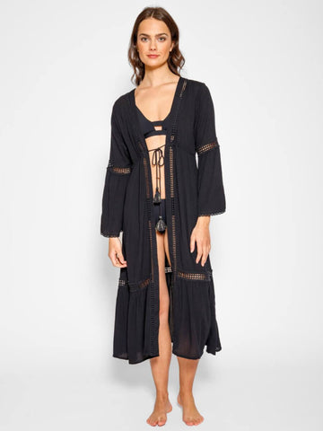 Koy Resort Miami Luxe Front Tie Robe In Black