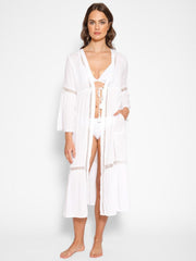 Koy Resort Miami Luxe Front Tie Robe in White, view 1, click to see full size