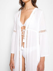 Koy Resort Miami Luxe Front Tie Robe in White, view 3, click to see full size