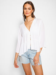 Koy Resort Miami Tiered Shirt in White, view 4, click to see full size