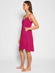 Koy Resort Mini Tier Dress in Sangria, view 3, click to see full size