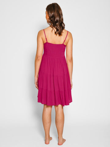 Koy Resort Mini Tier Dress in Sangria