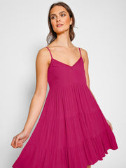 Koy Resort Mini Tier Dress in Sangria, view 4, click to see full size